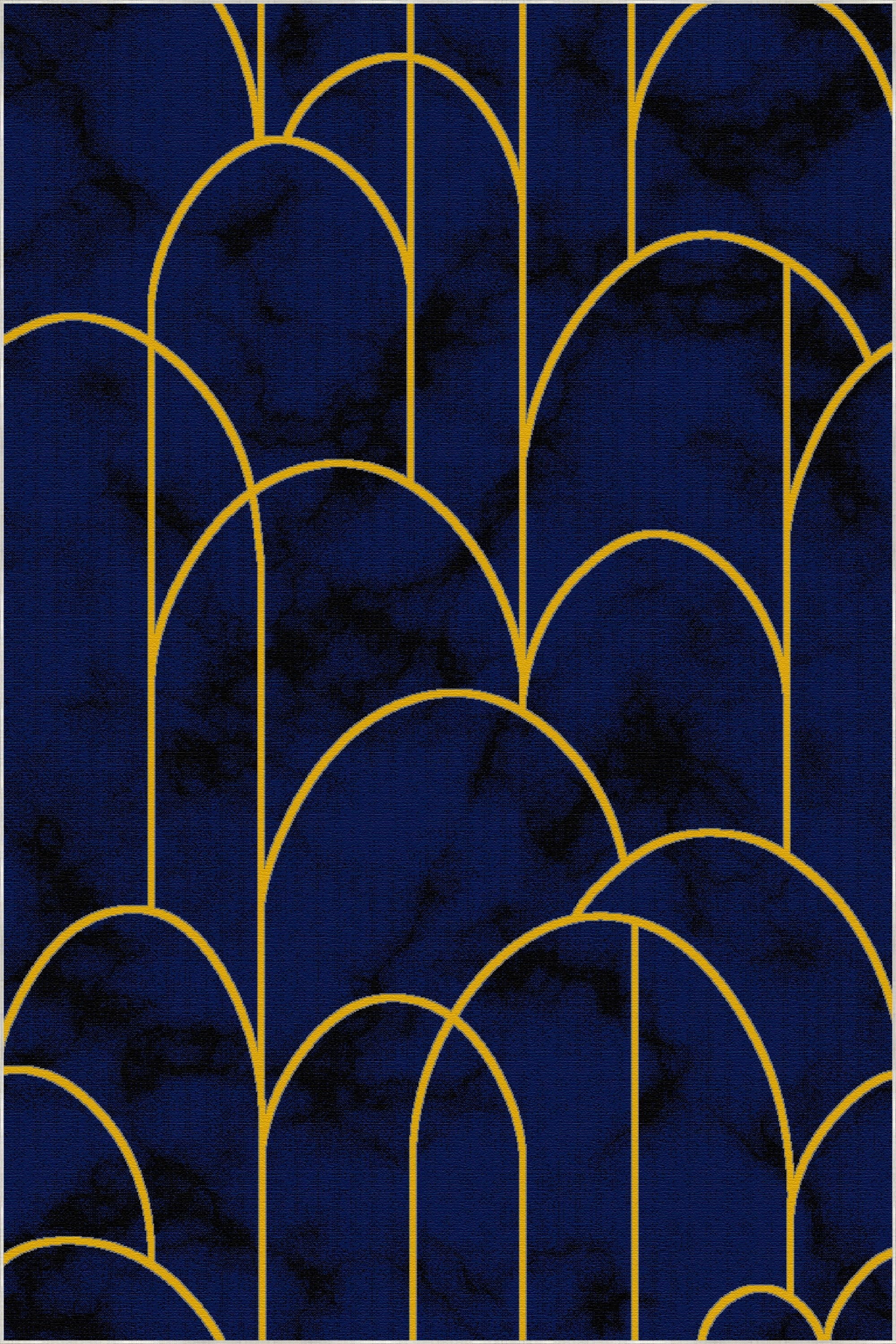 Saphir Arches Gold Geometrischer Teppich