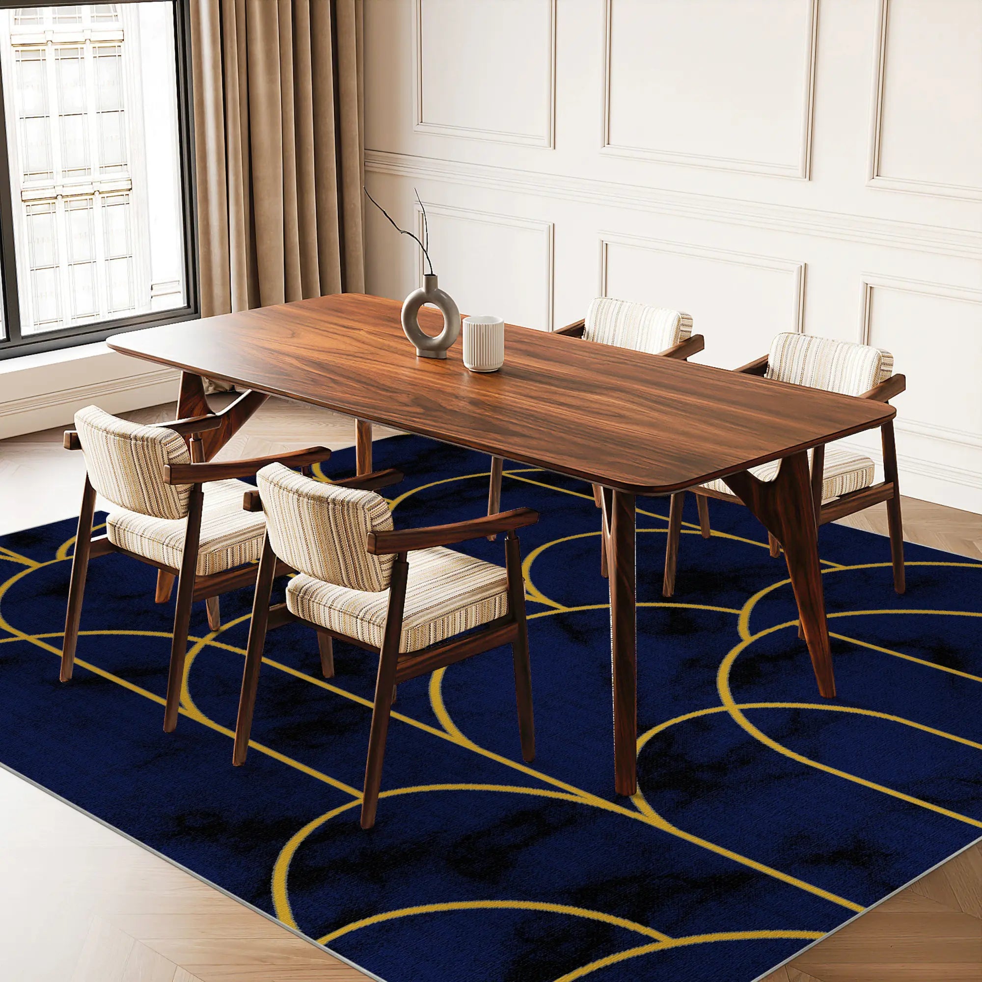 Saphir Bögen Gold Geometrischer Teppich