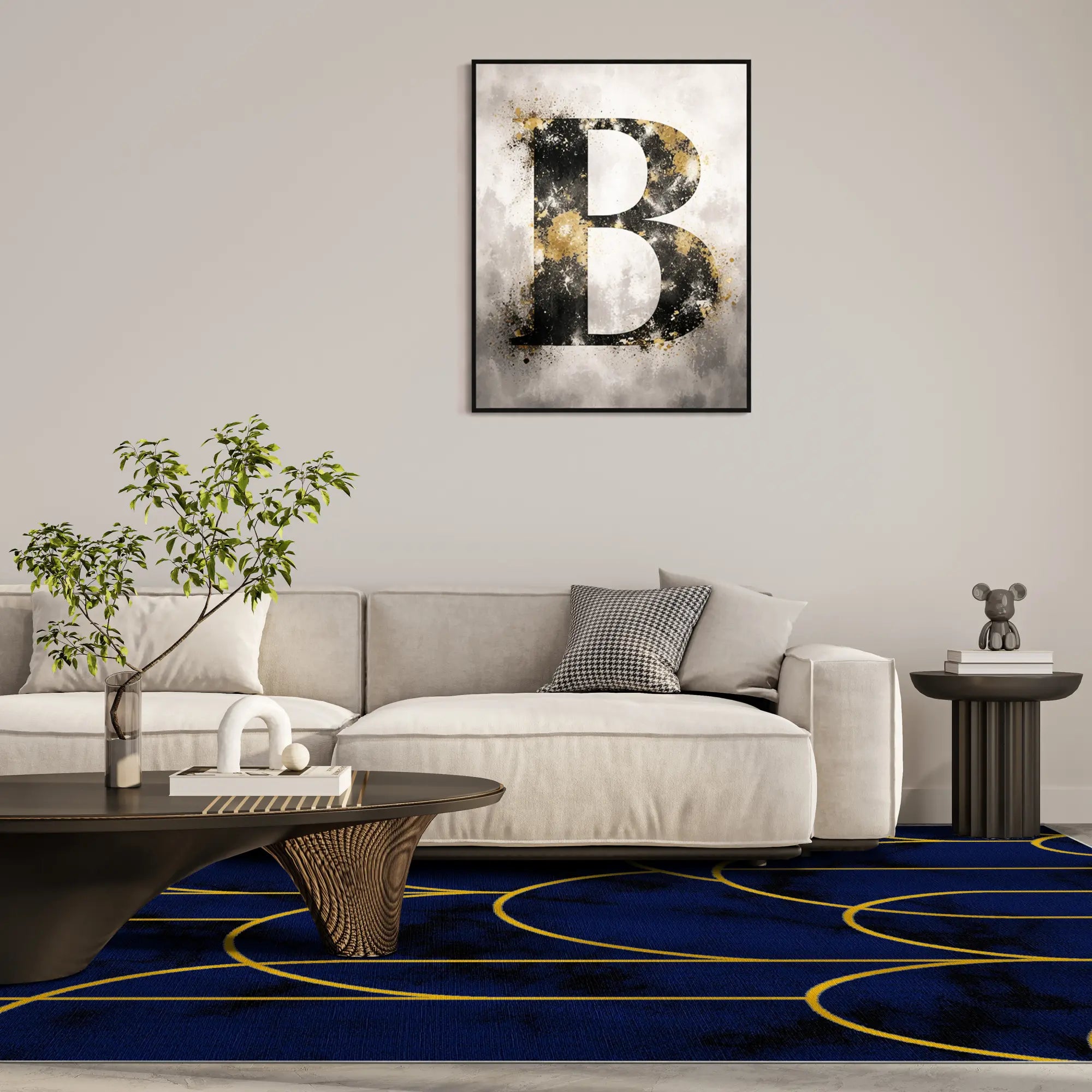 Saphir Bögen Gold Geometrischer Teppich