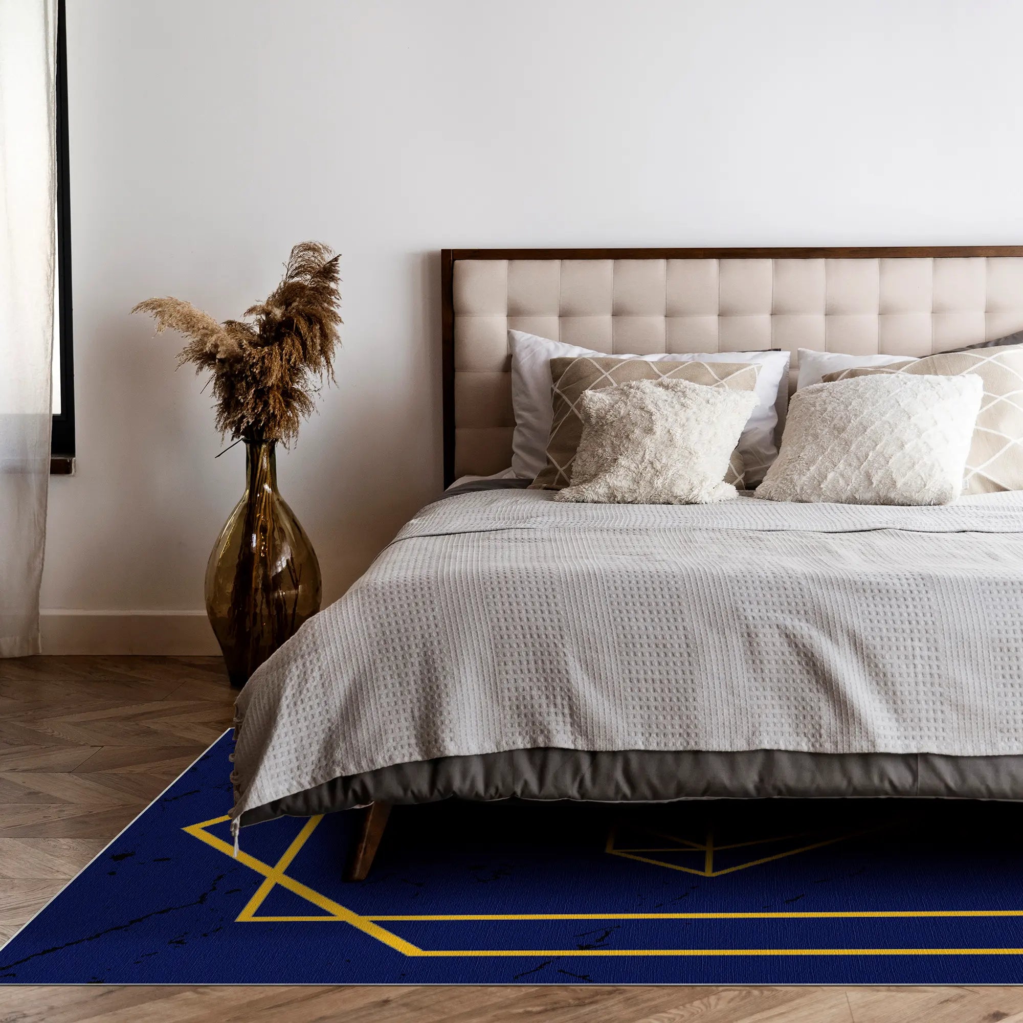 Saphir Diamant Gold Geometrischer Teppich