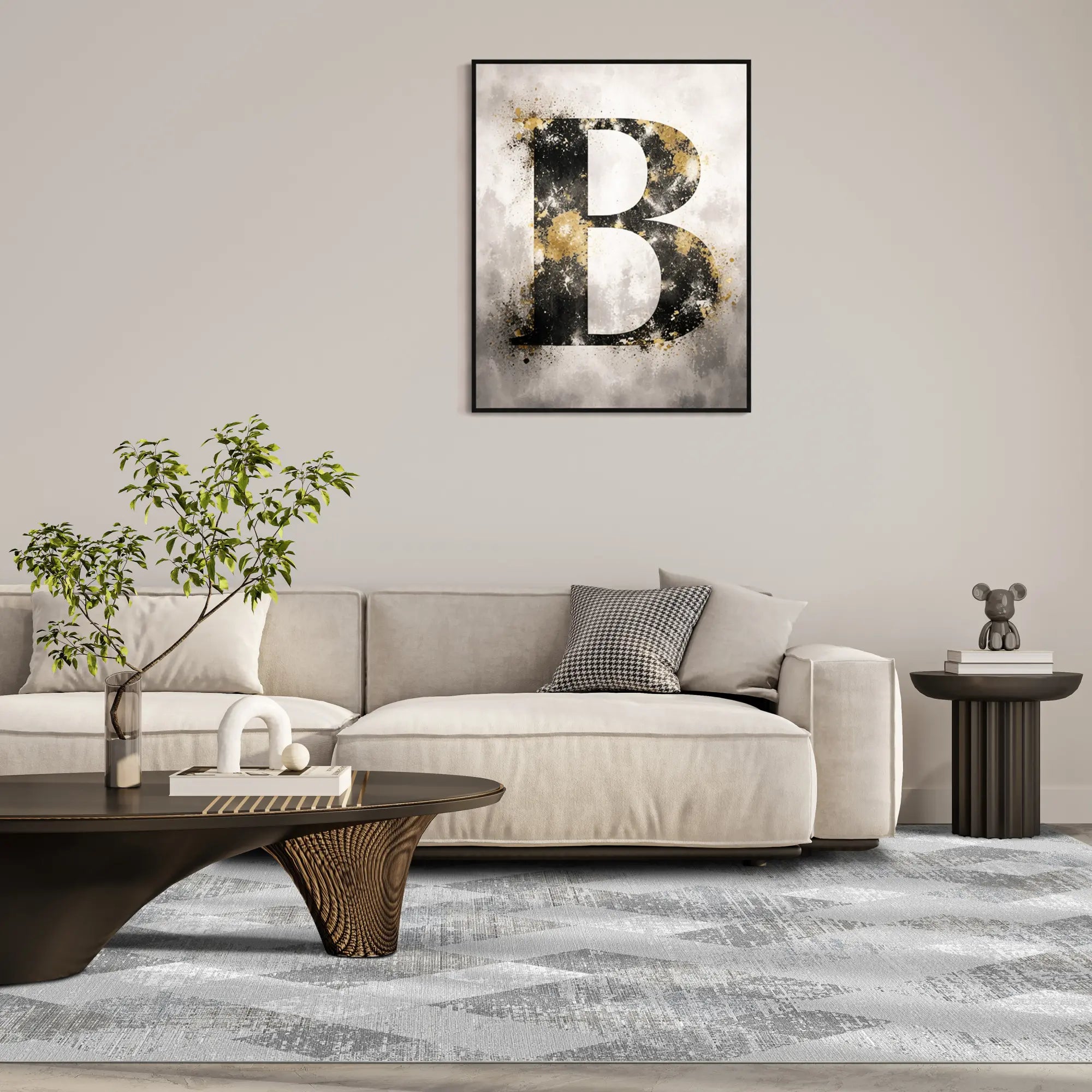 Silber Prisma Abgenutzter Geometrischer Teppich