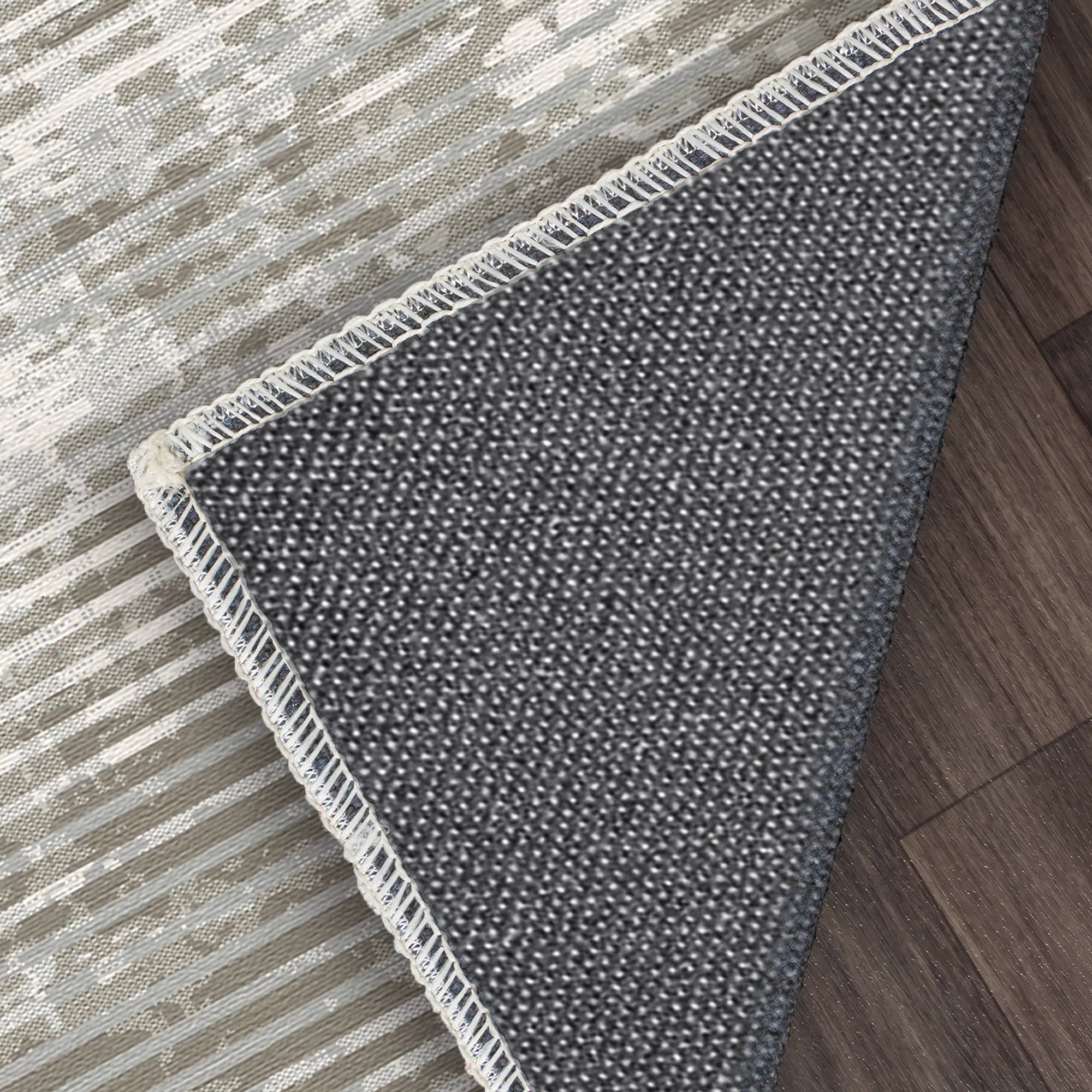 Taupe Horizon Linear Glitch Teppich