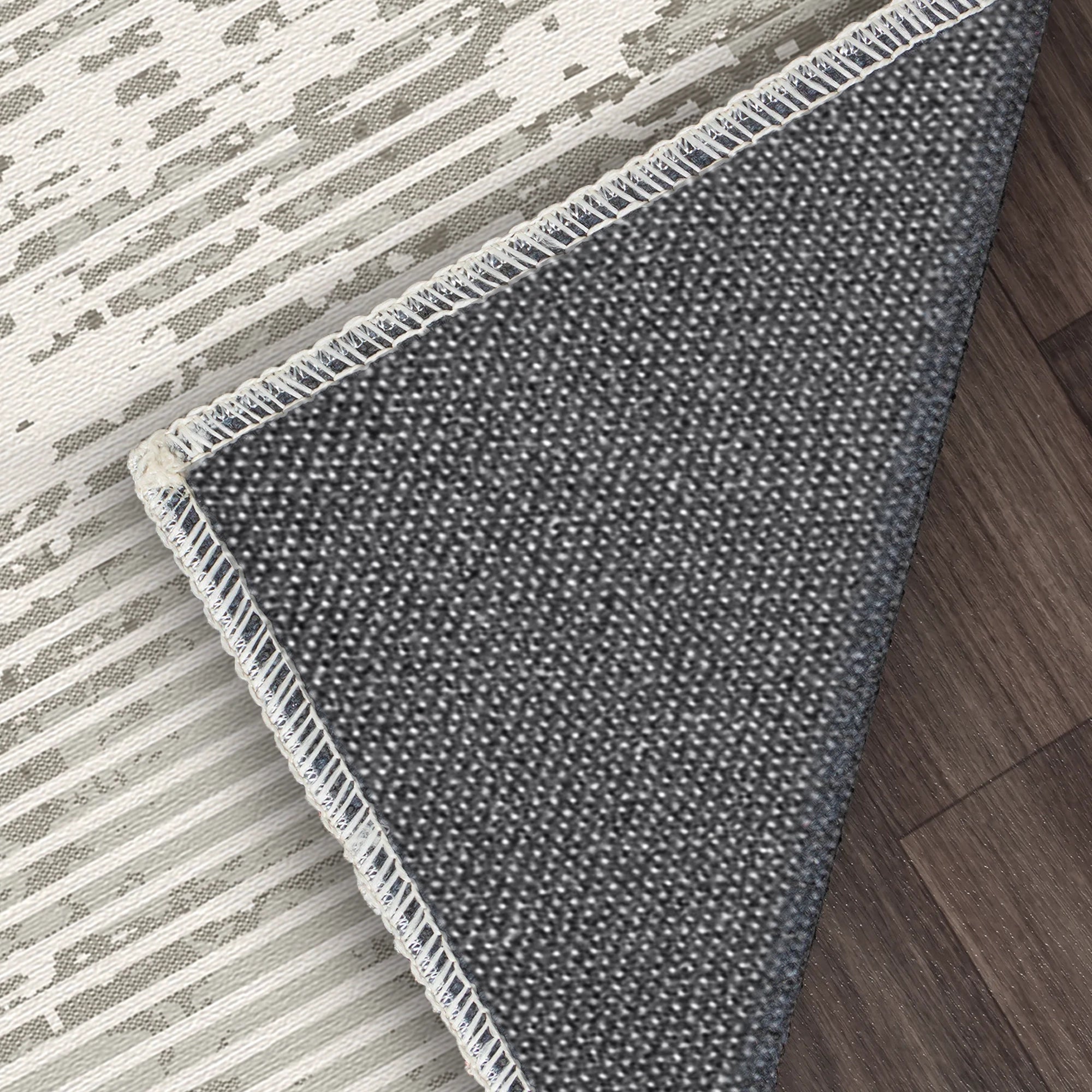 Elfenbeinfarbener Horizont Linear Glitch Teppich