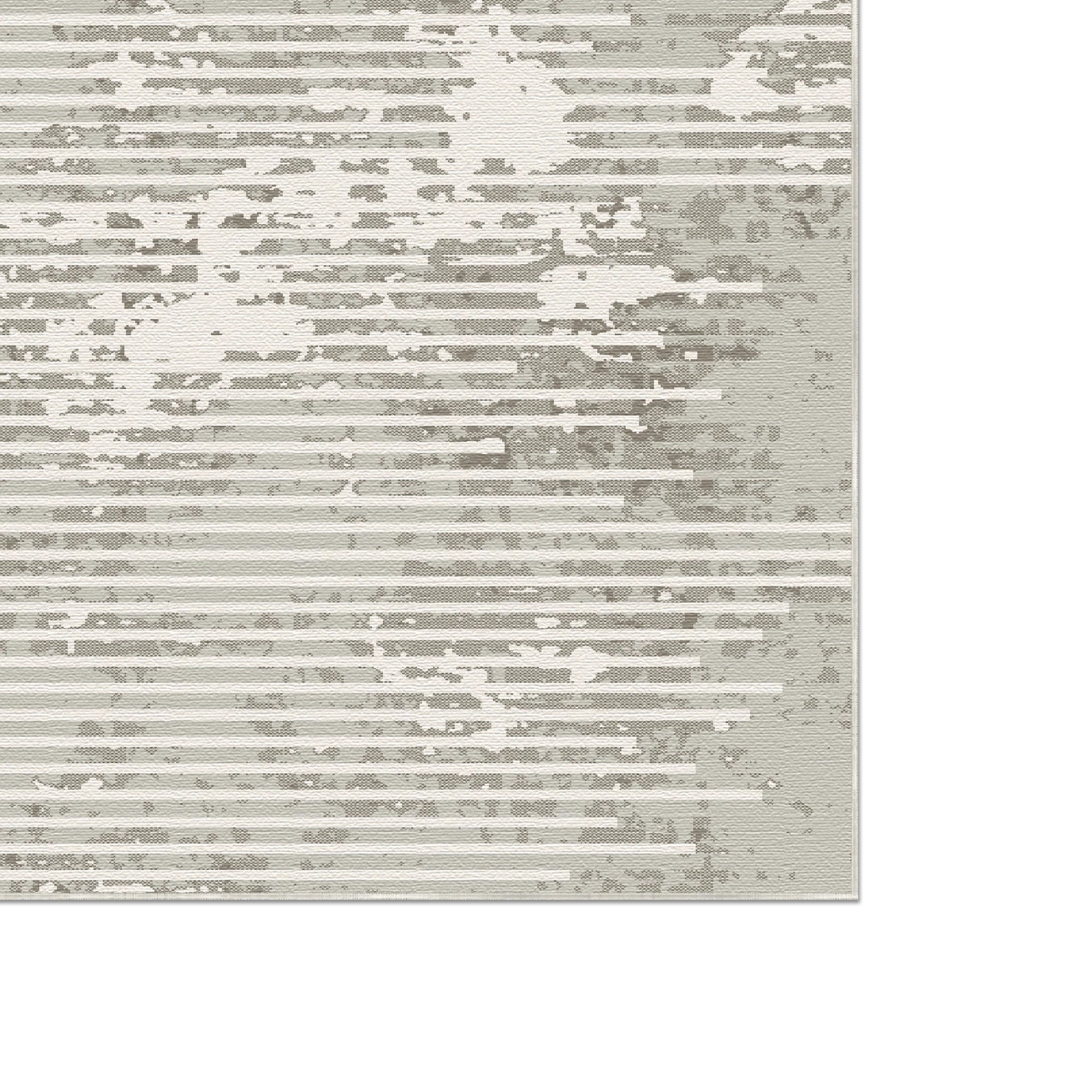 Elfenbeinfarbener Horizont Linear Glitch Teppich