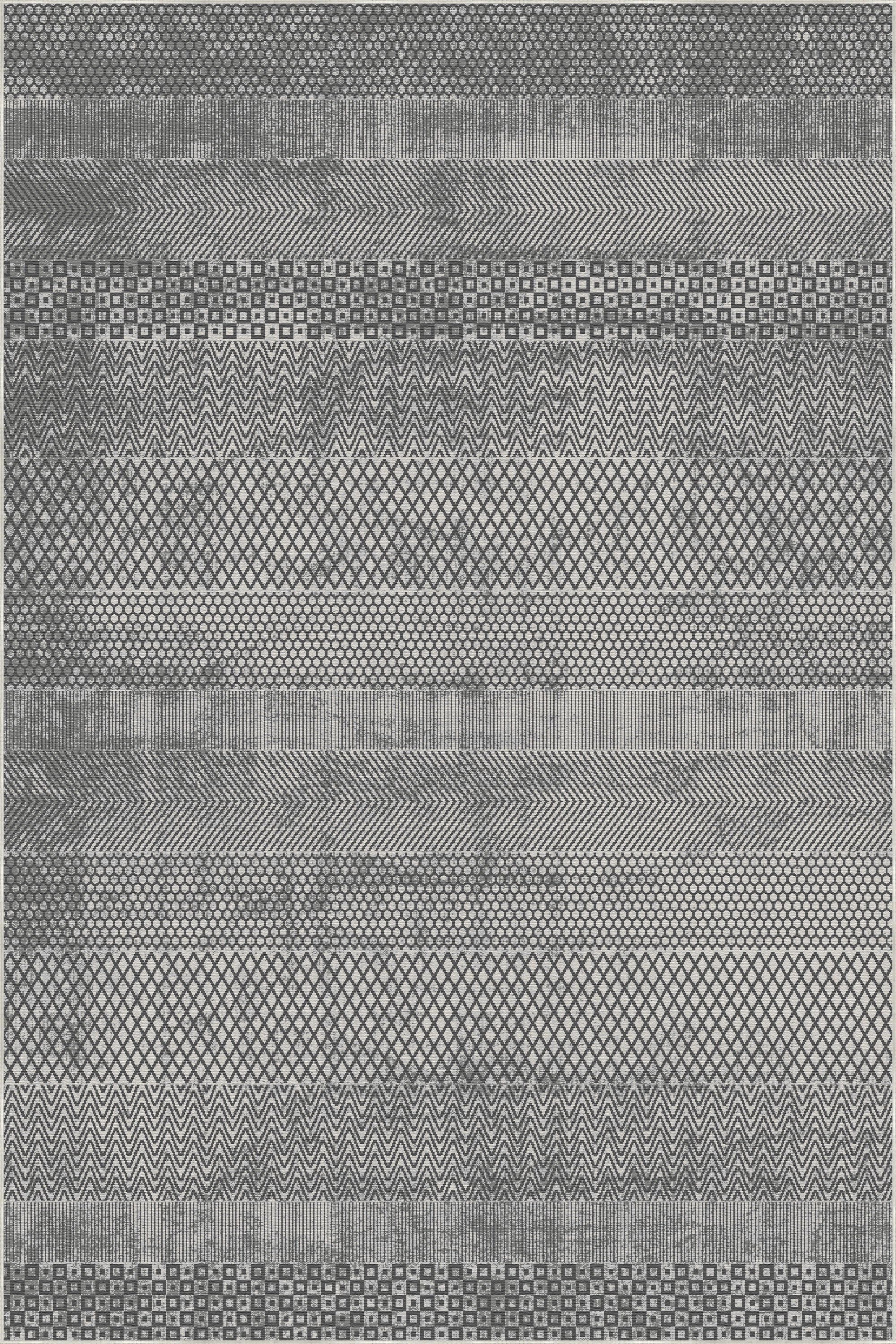 Schiefermosaik-Teppich mit Gebändertem Geometrischem Muster