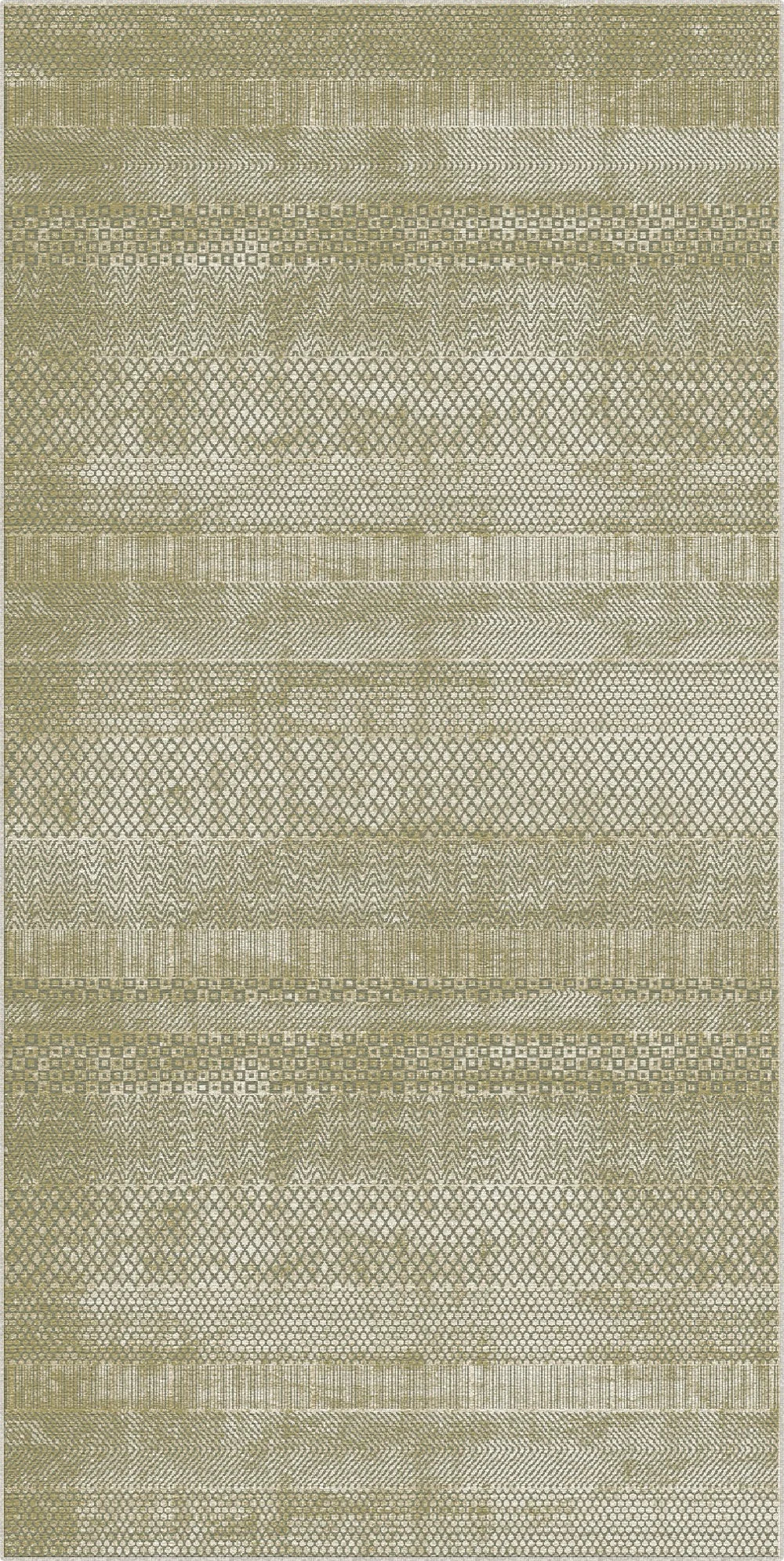 Olivgrün Mosaik Gestreifter Geometrischer Teppich