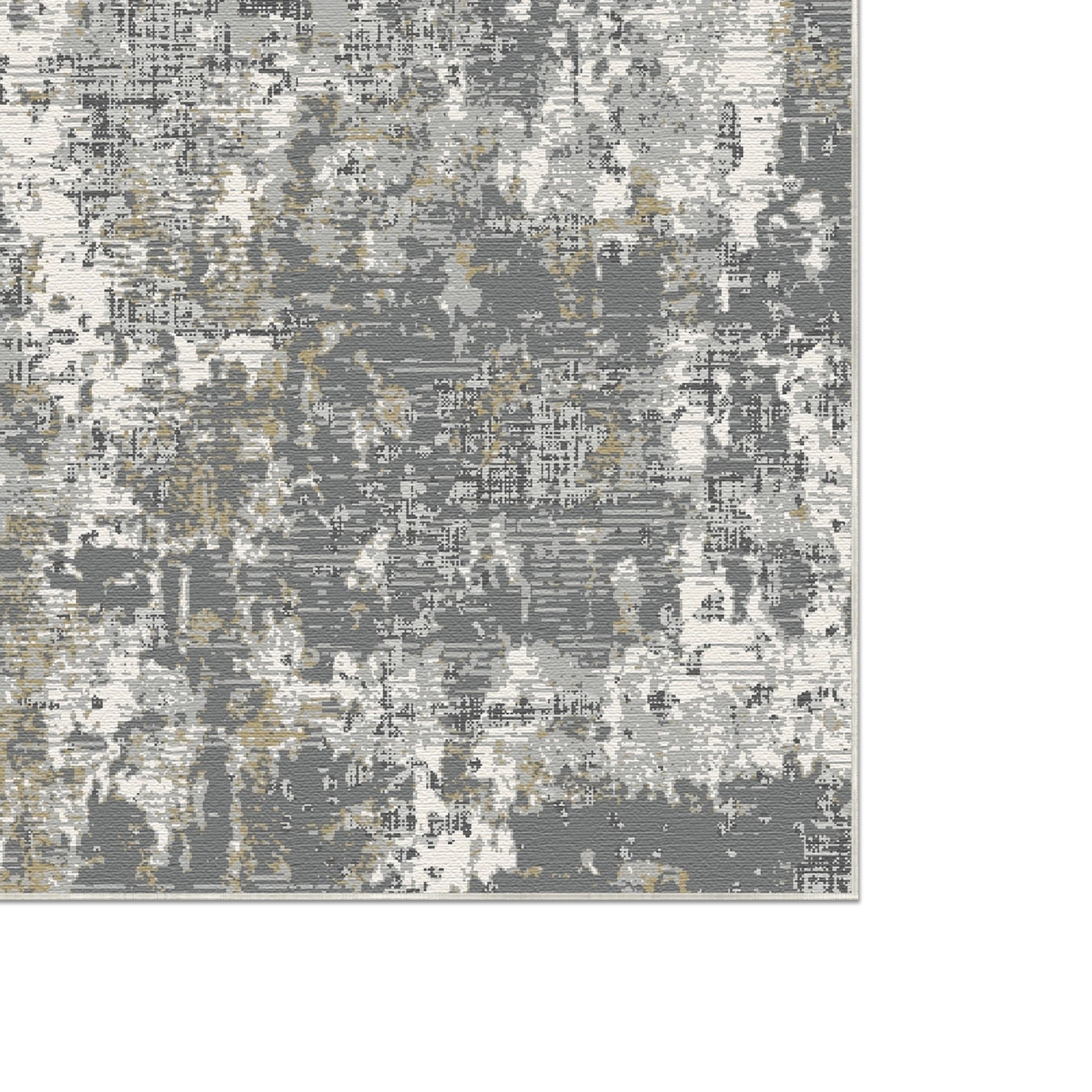 Waschbarer Abstrakter Teppich in Obsidian Gold