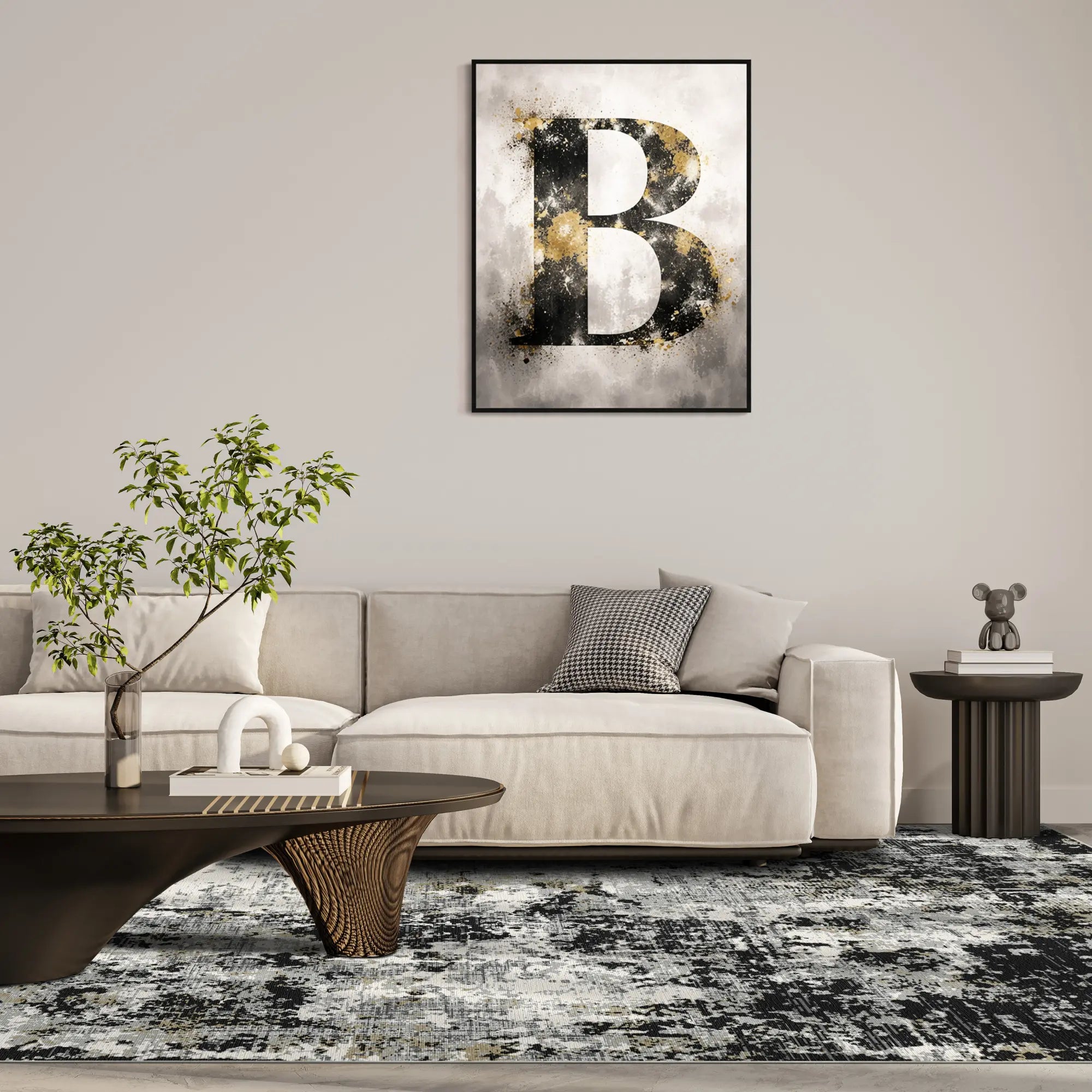 Mitternachts Onyx Gold Abstrakter Teppich