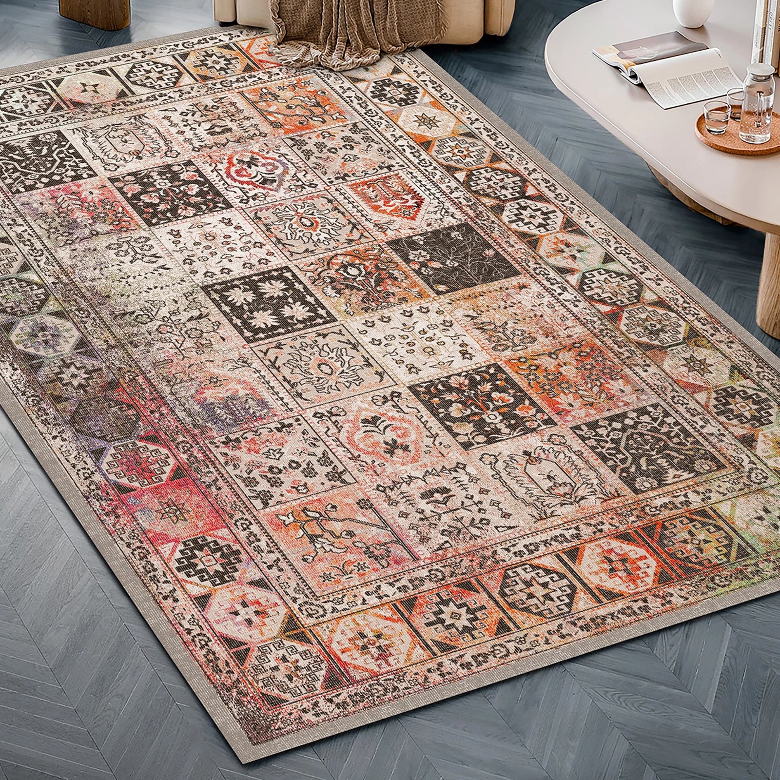 Vibrant Mosaic Washable Rug