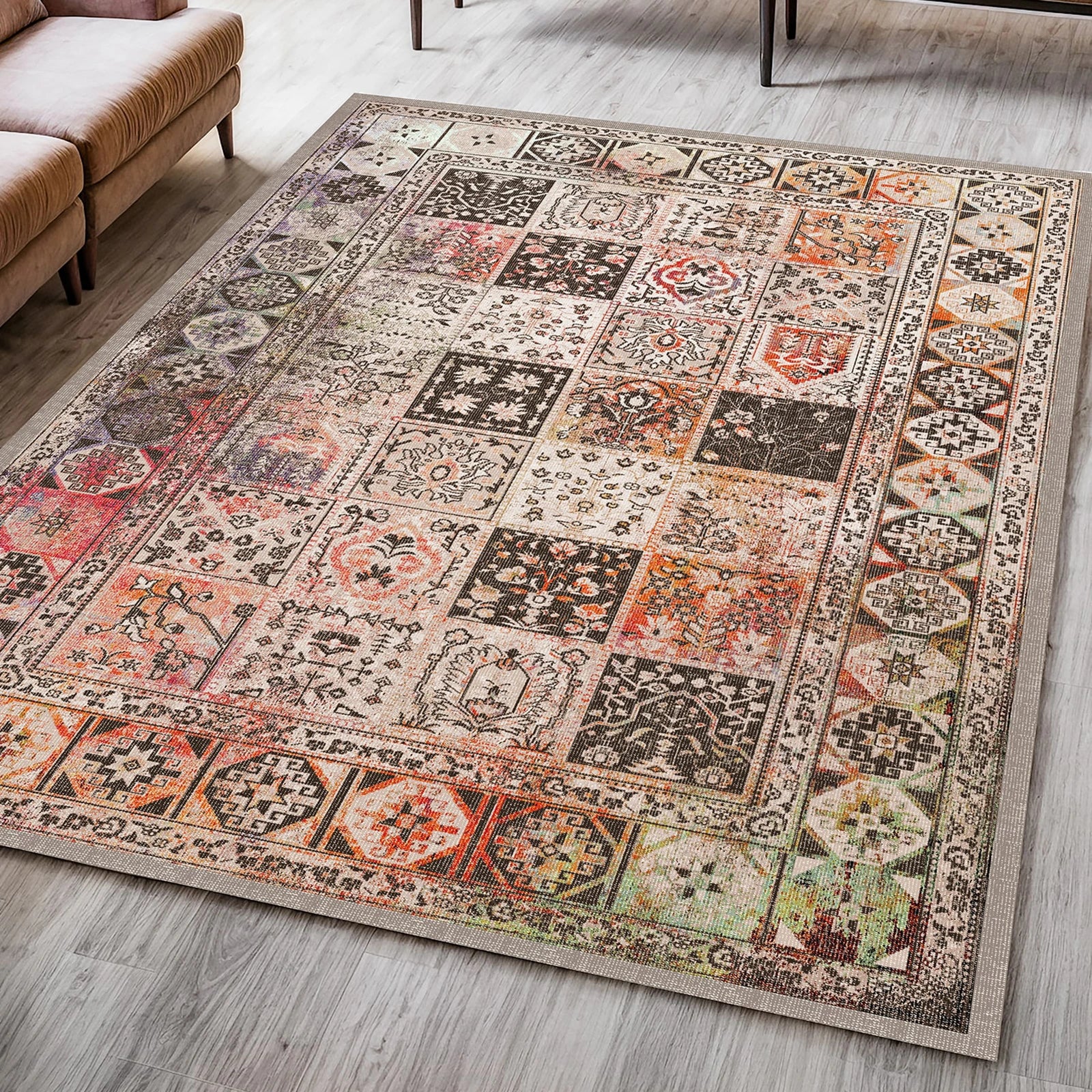 Vibrant Mosaic Washable Rug