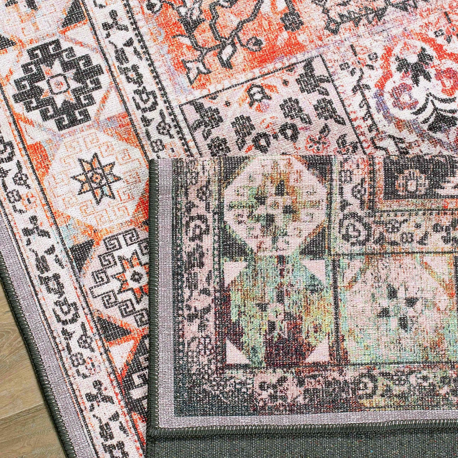 Vibrant Mosaic Washable Rug