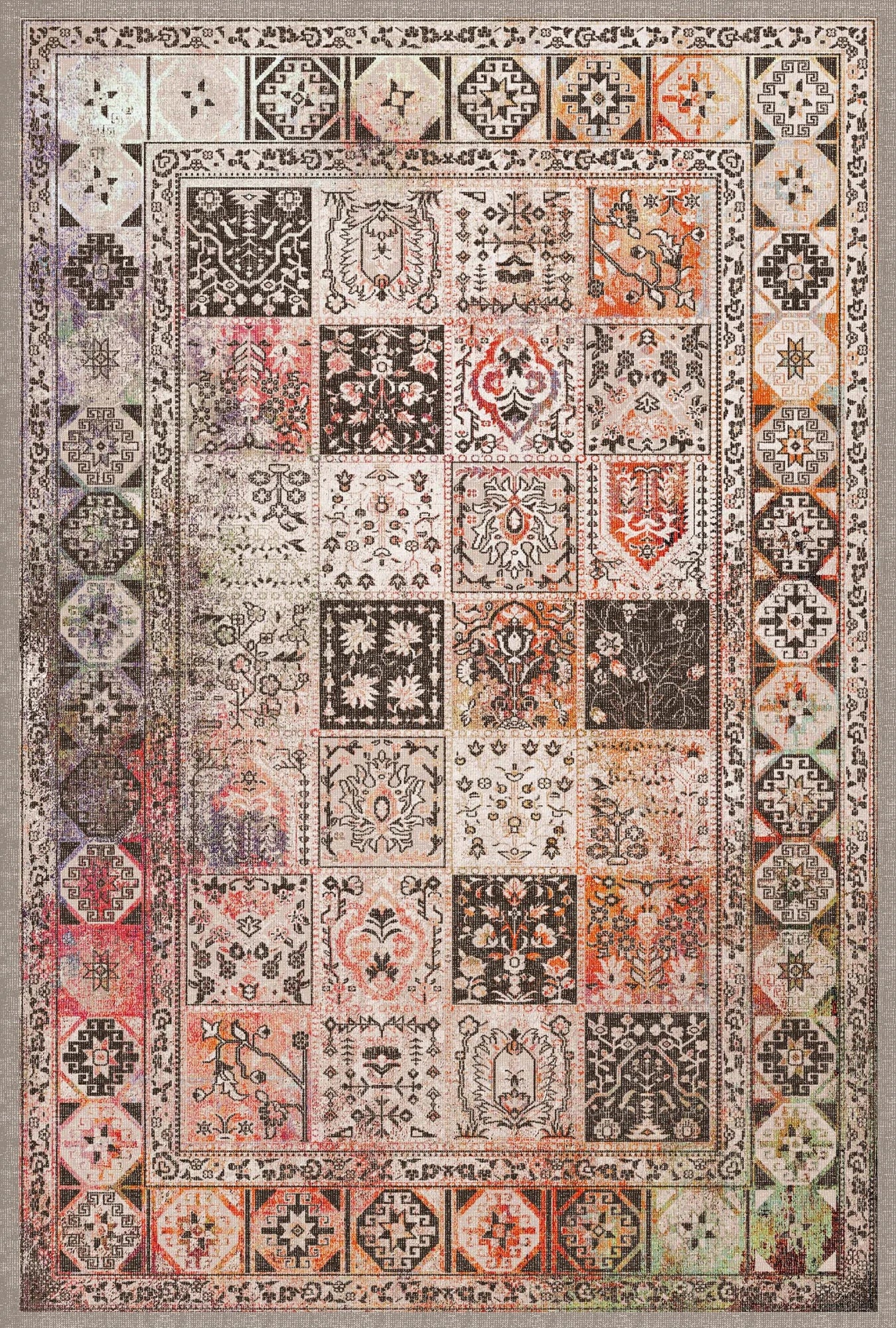 Vibrant Mosaic Washable Rug