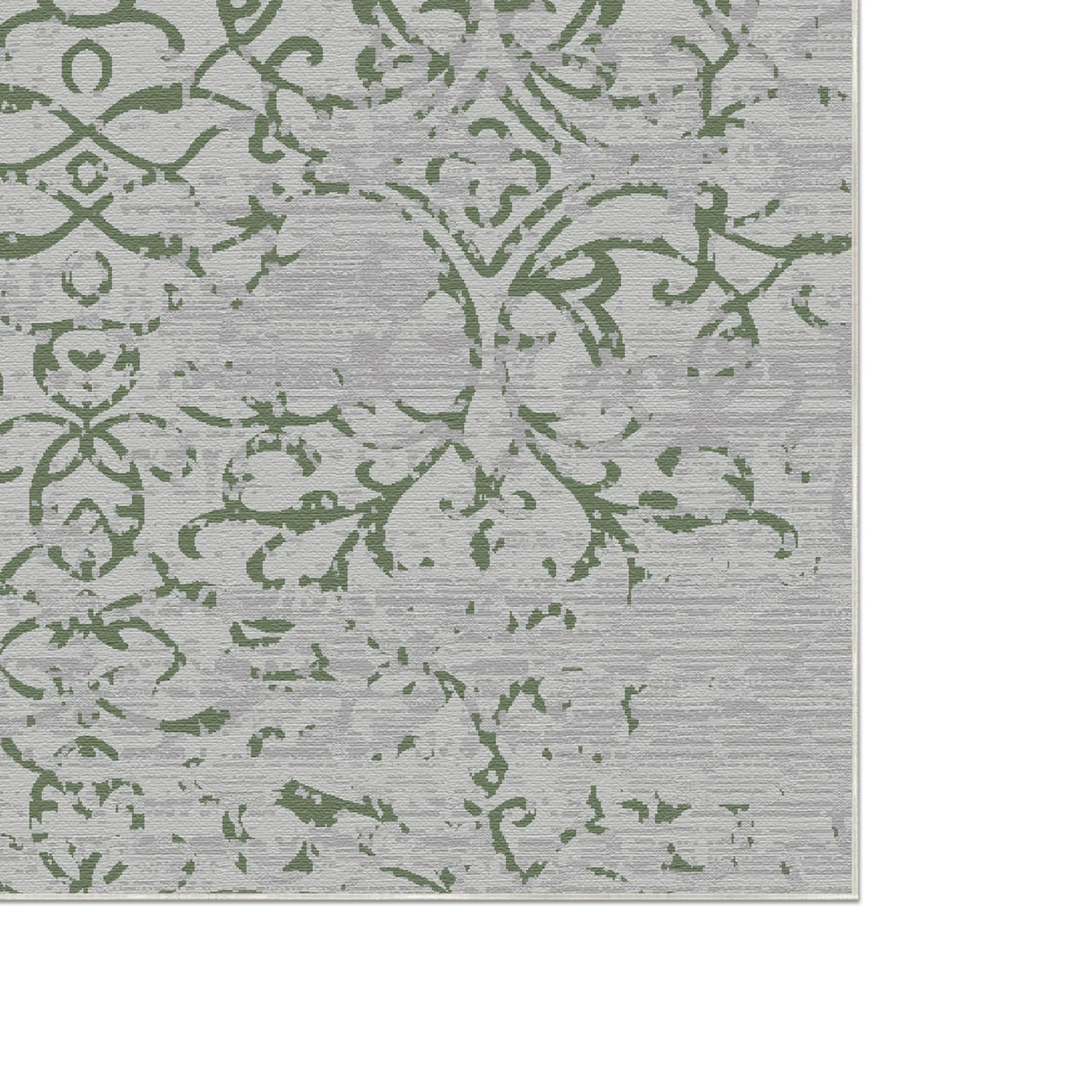 Jade Trellis Abgenutzter Grüner Teppich