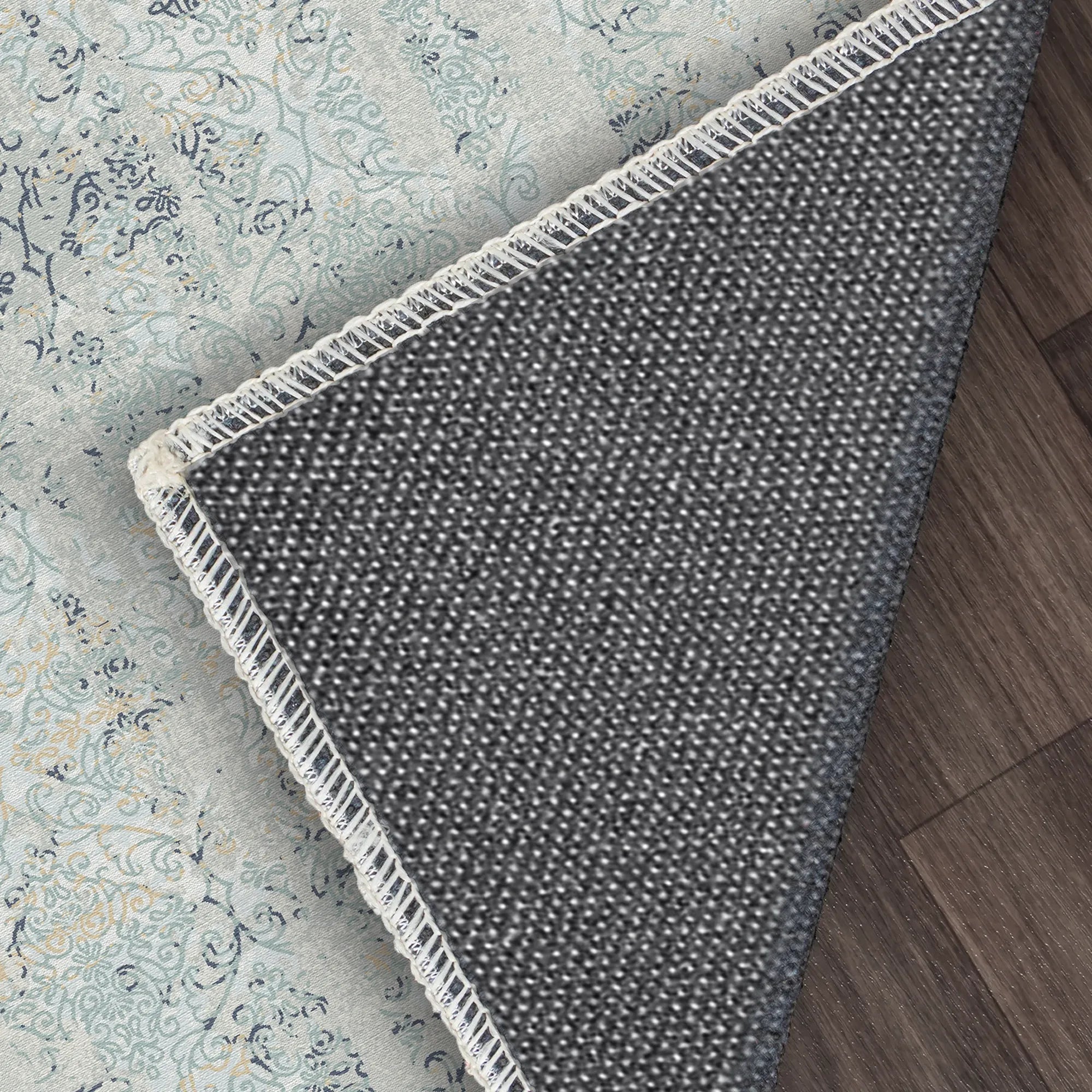 Waschbarer Blauer Teppich mit Wassersäulenmotiv