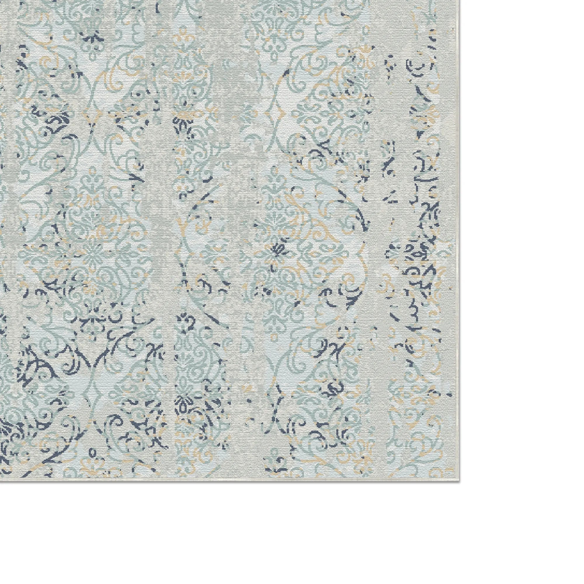 Waschbarer Blauer Teppich mit Wassersäulenmotiv