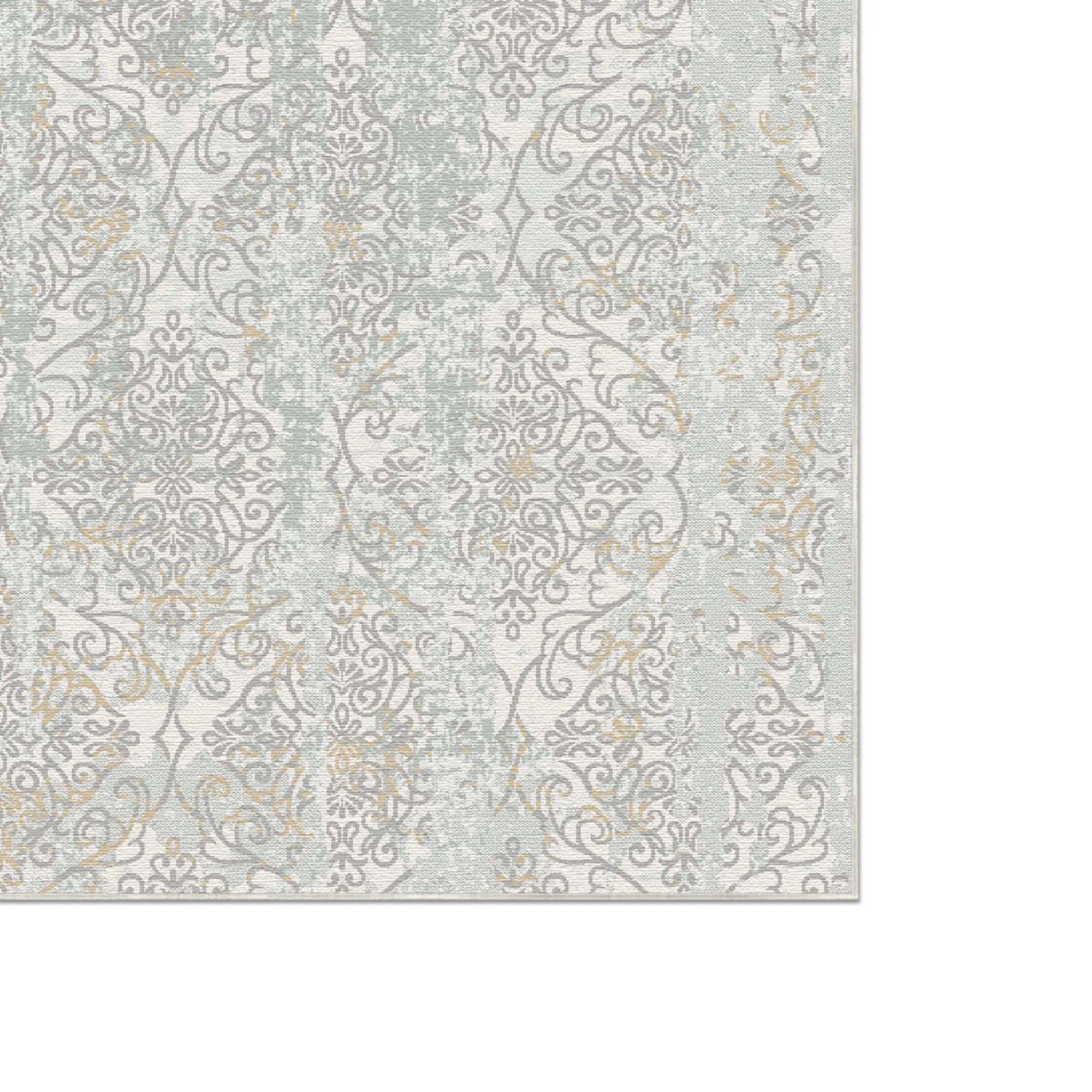 Alabaster Gittermuster Hellgrauer Teppich im Used-Look