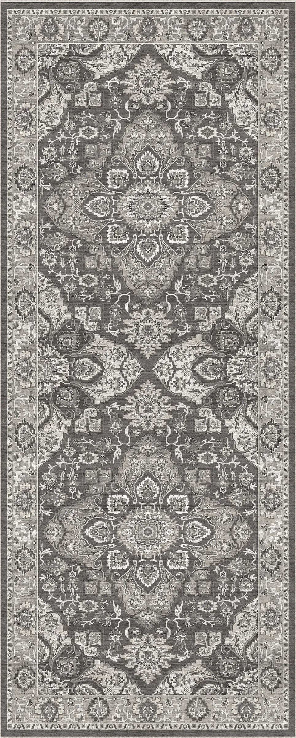 Regency Ornament Medaillon Anthrazit Teppich