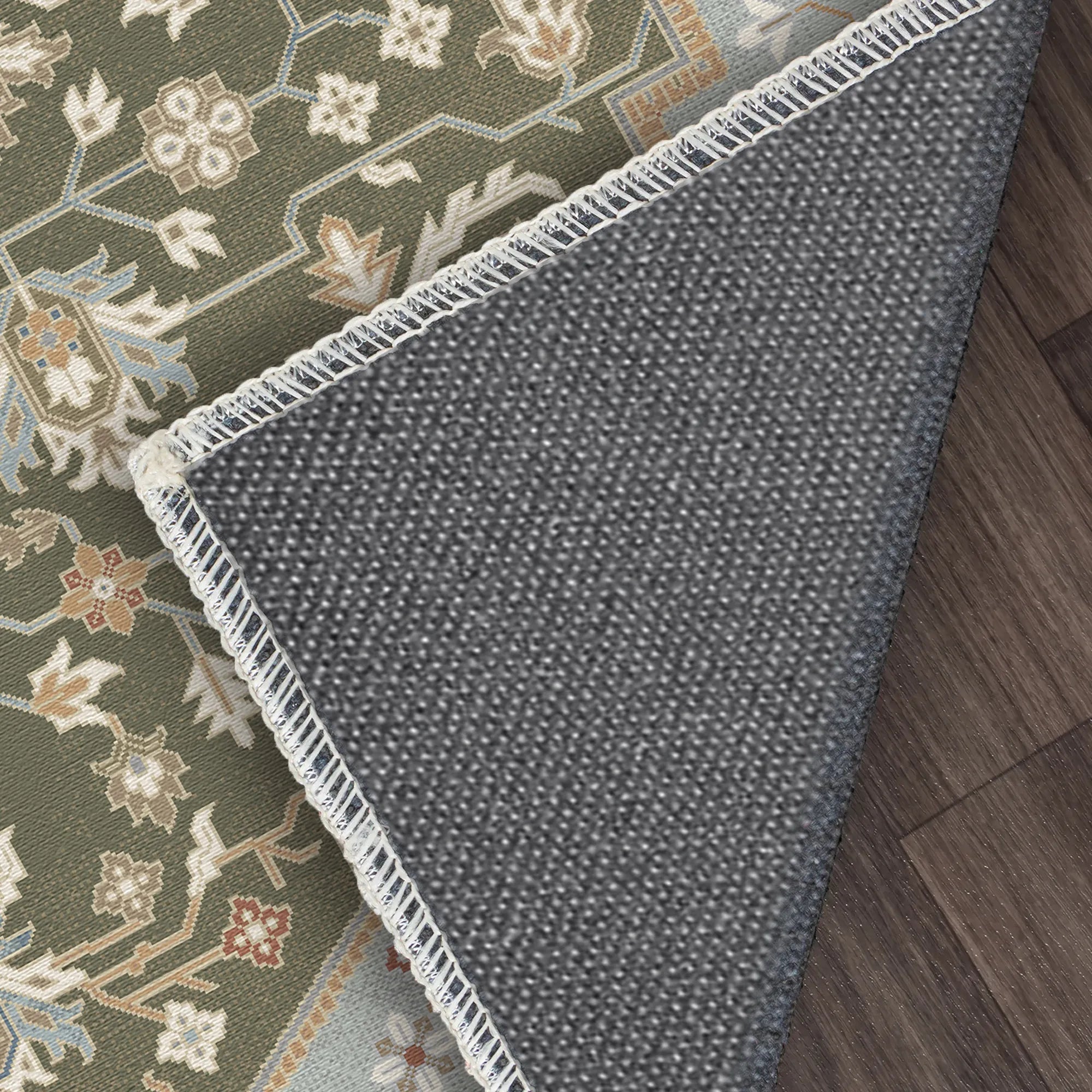 Perlmuttgrüner Medaillon Teppich