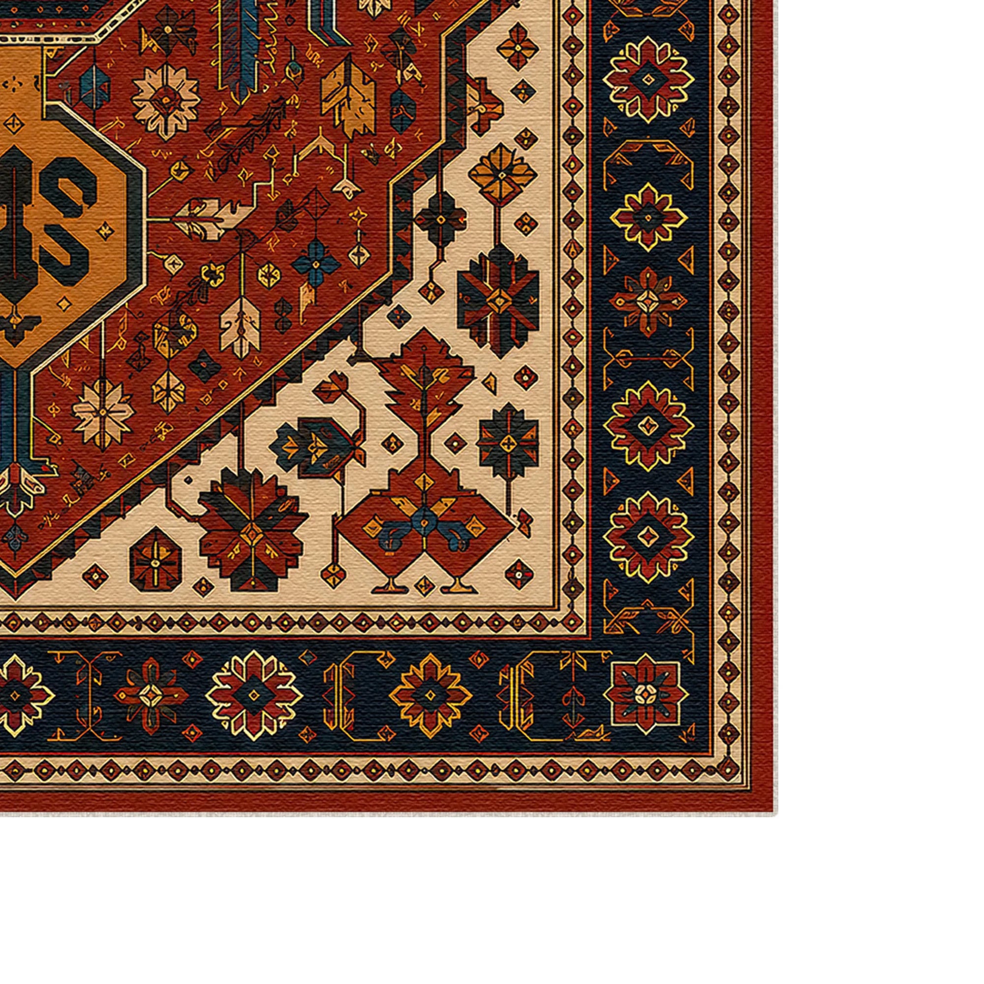 Antike anatolische Medaillon | Vintage Retro Teppich