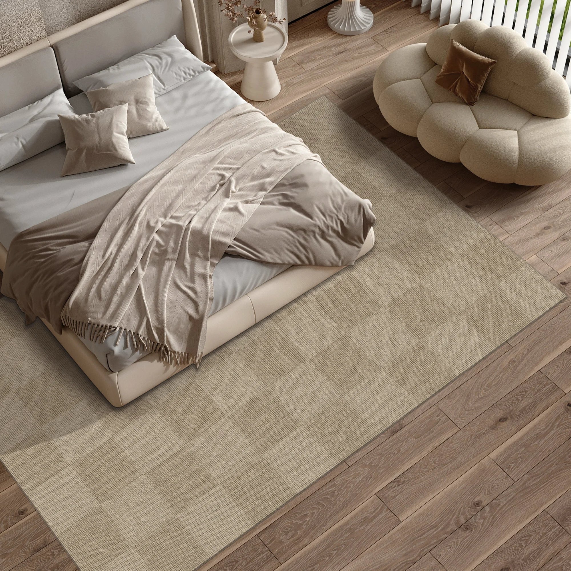 Modernes kariertes Jute-Optik Teppich