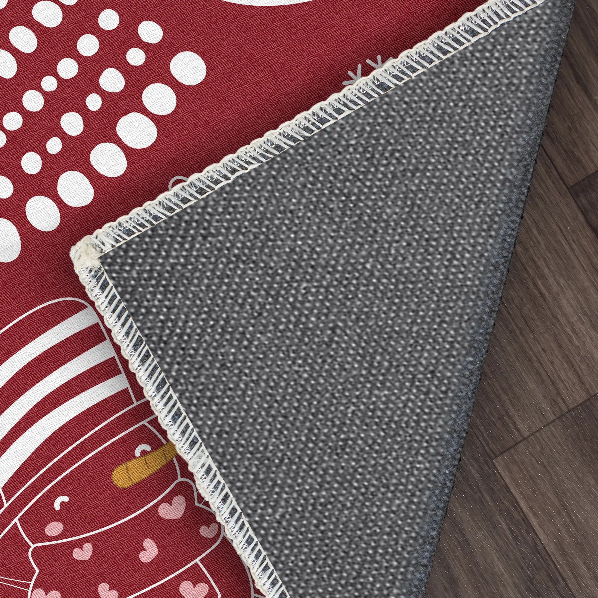 Waschbarer roter Teppich mit Weihnachtsmotiv