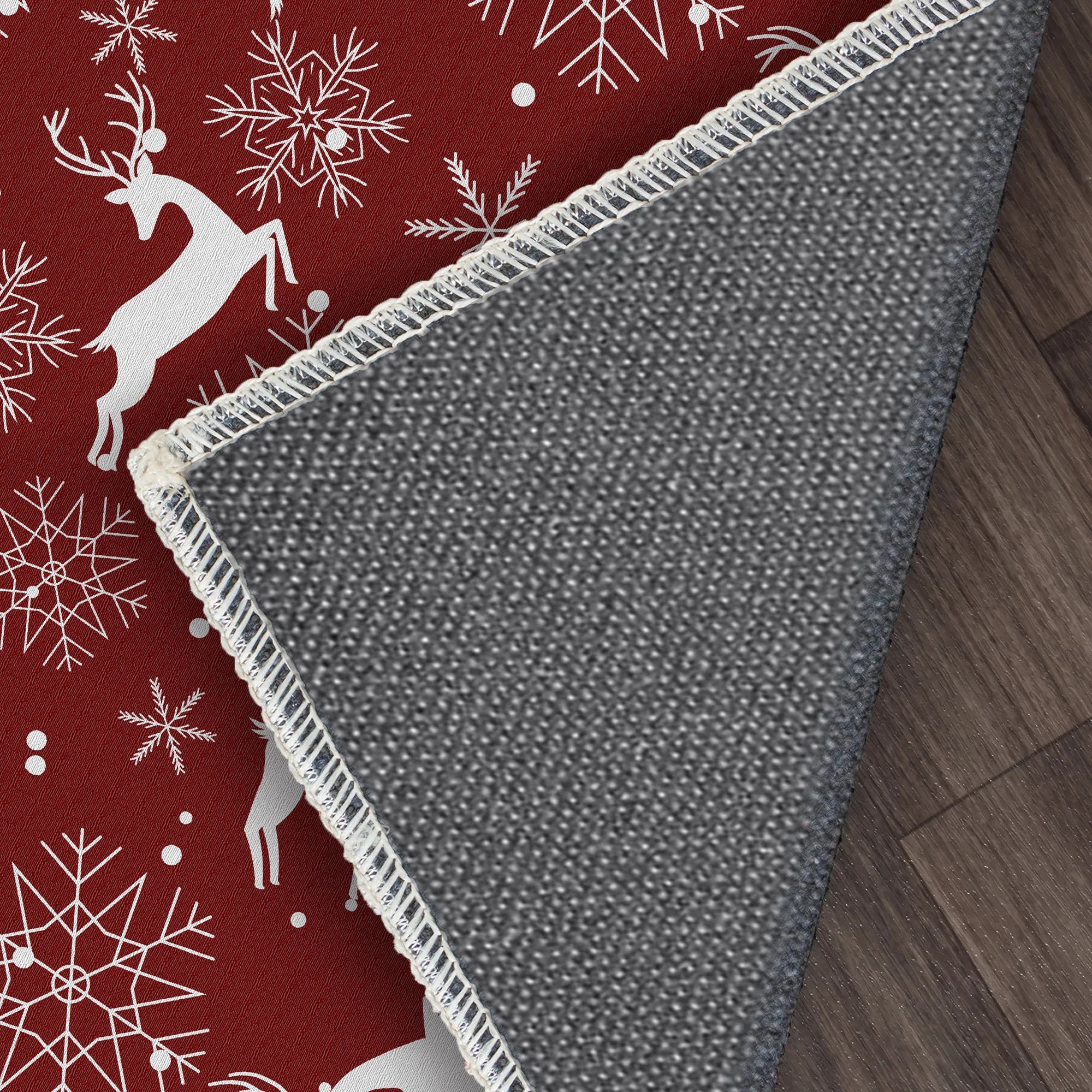 Waschbarer Roter Teppich mit Schneemotiv