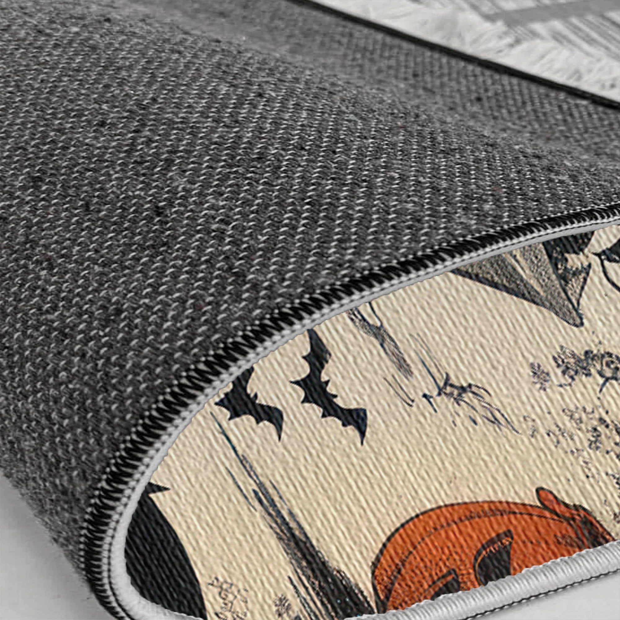 Vintage Halloween Teppich mit Spukhaus