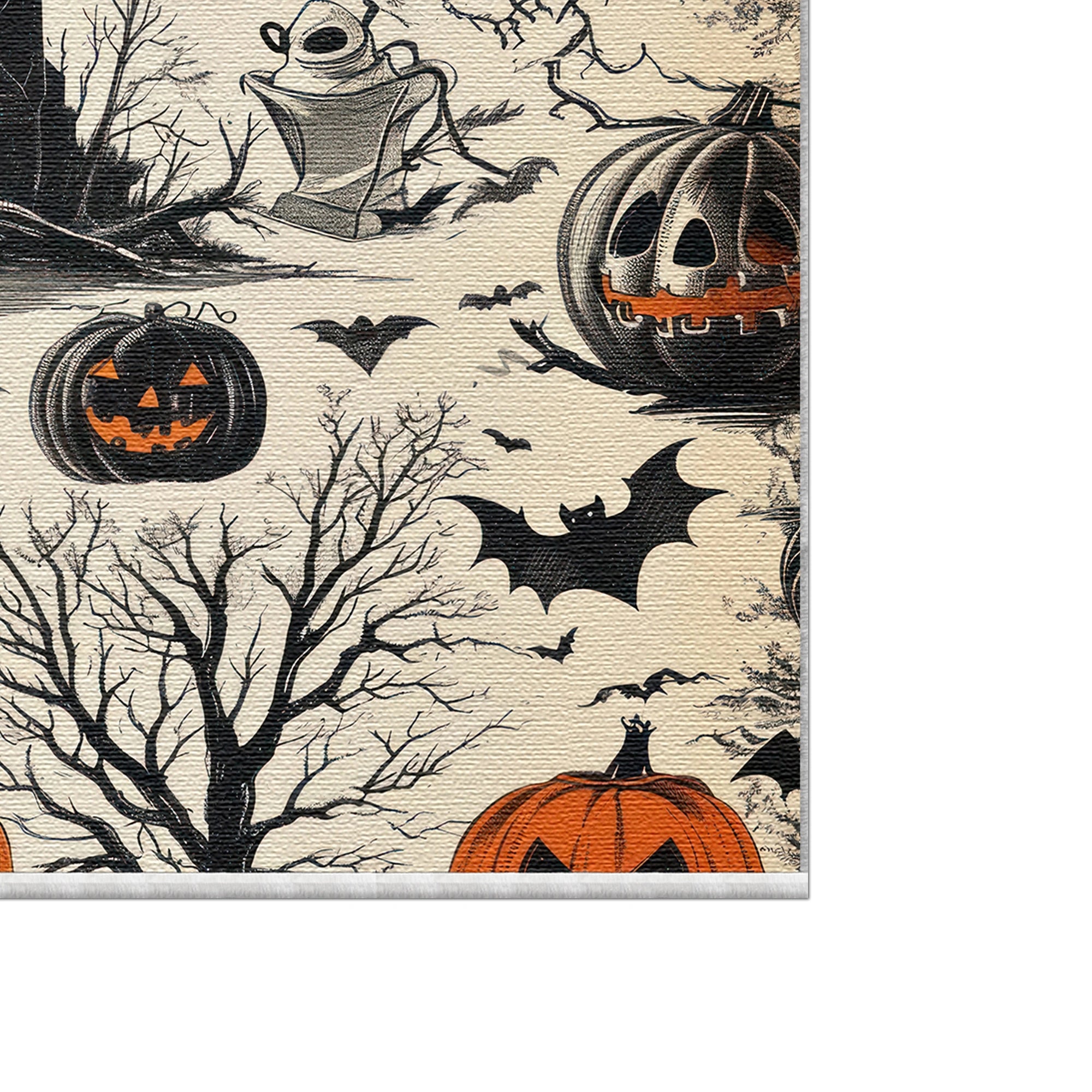 Vintage Halloween Teppich mit Spukhaus
