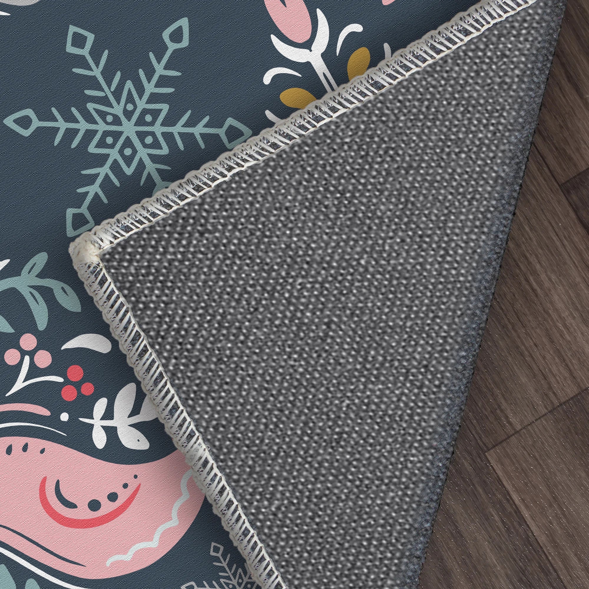 Waschbarer Weihnachtsbaumteppich im Folk-Art-Stil