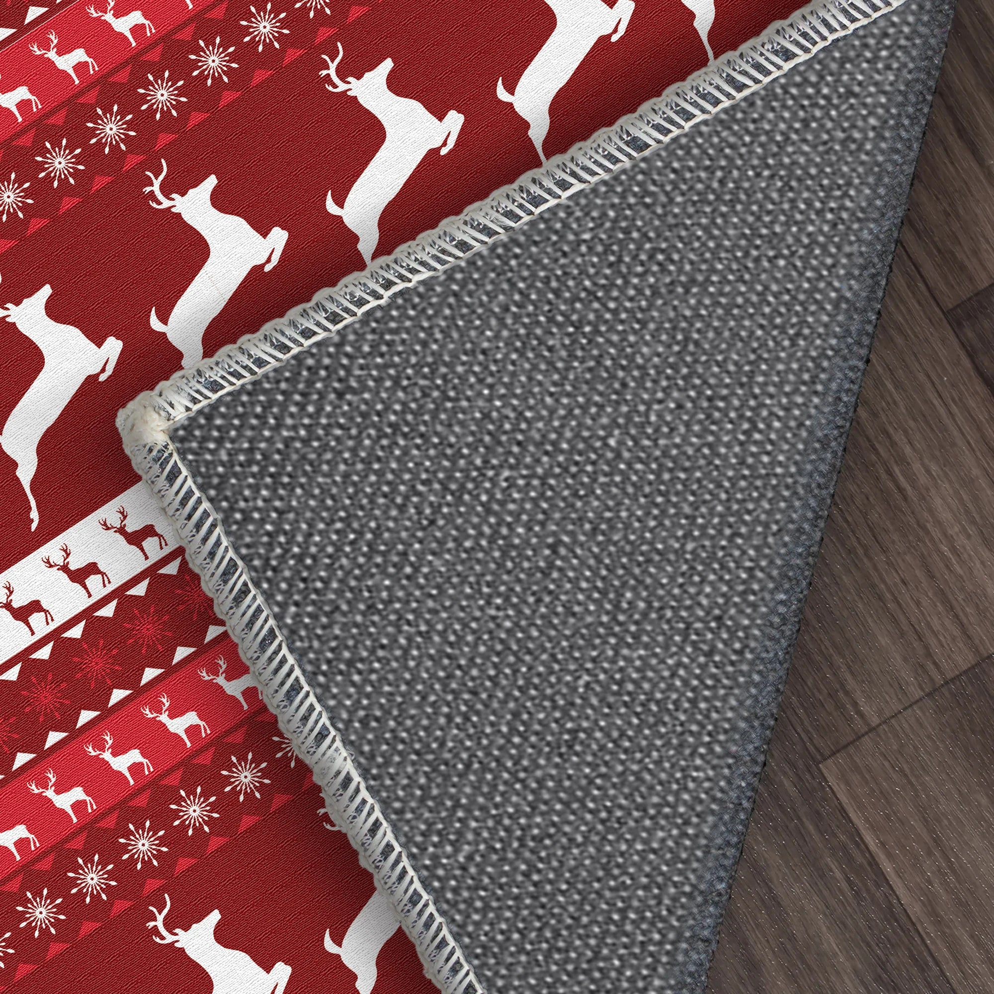 Waschbarer Teppich mit Weihnachtsmotiv und Rentier-Muster