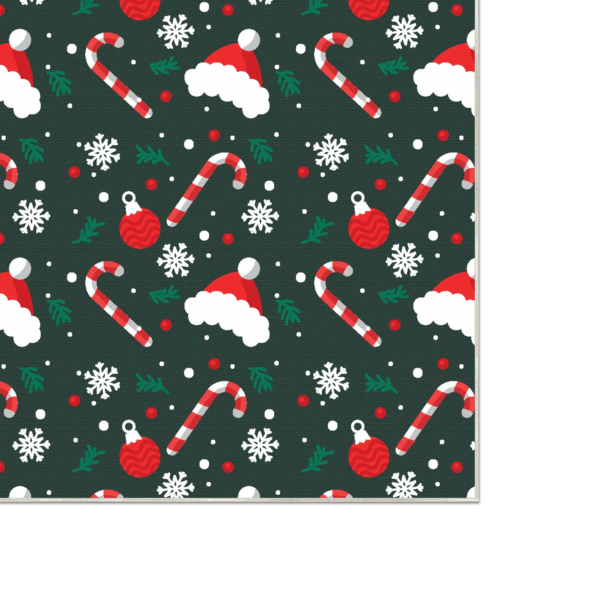 Waschbarer Teppich mit Weihnachtskugel-Blumenmuster