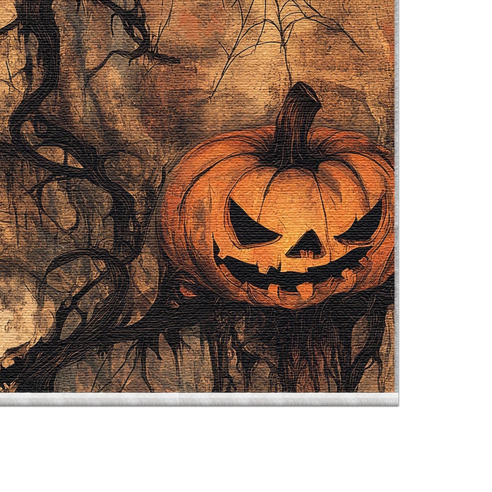 Halloween Teppich mit Totenkopf und Kürbis